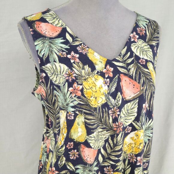 J Jill Dress Womens Small Green Pink Floral Stretch Knit Flounced Hem Pullover - Picture 6 of 13